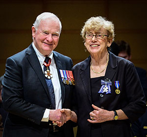 Lembi Buchanan and the Governor-General of Canada - Photo by official photographer as Sgt. Ronald Duchesne, Rideau Hall